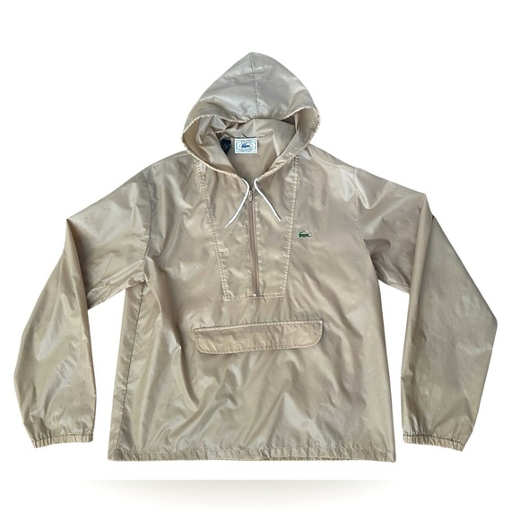 Lacoste Other - Vintage 80s Izod Lacoste anorak pullover windbreaker jacket tan sz Large